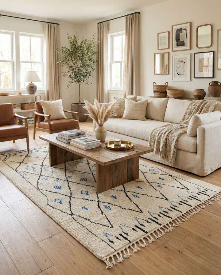 6' x 9' 3 Hand Knotted Moroccan Wool Rug