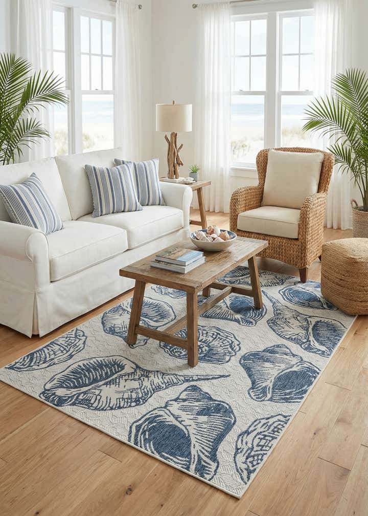 5' 3 x 8' Easy-Clean Coastal Indoor / Outdoor Rug