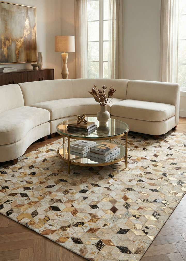 5' x 7' 10 Cowhide Leather Rug