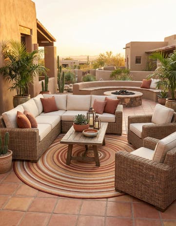 10' x 10' Easy-Clean Baja Indoor / Outdoor Round Rug