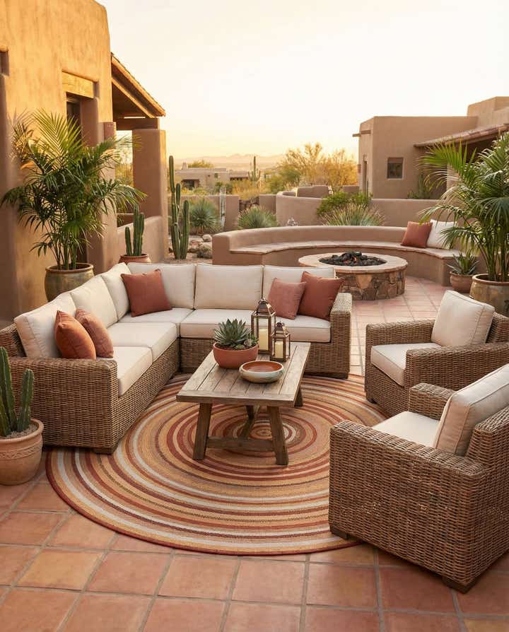 10' x 10' Easy-Clean Baja Indoor / Outdoor Round Rug