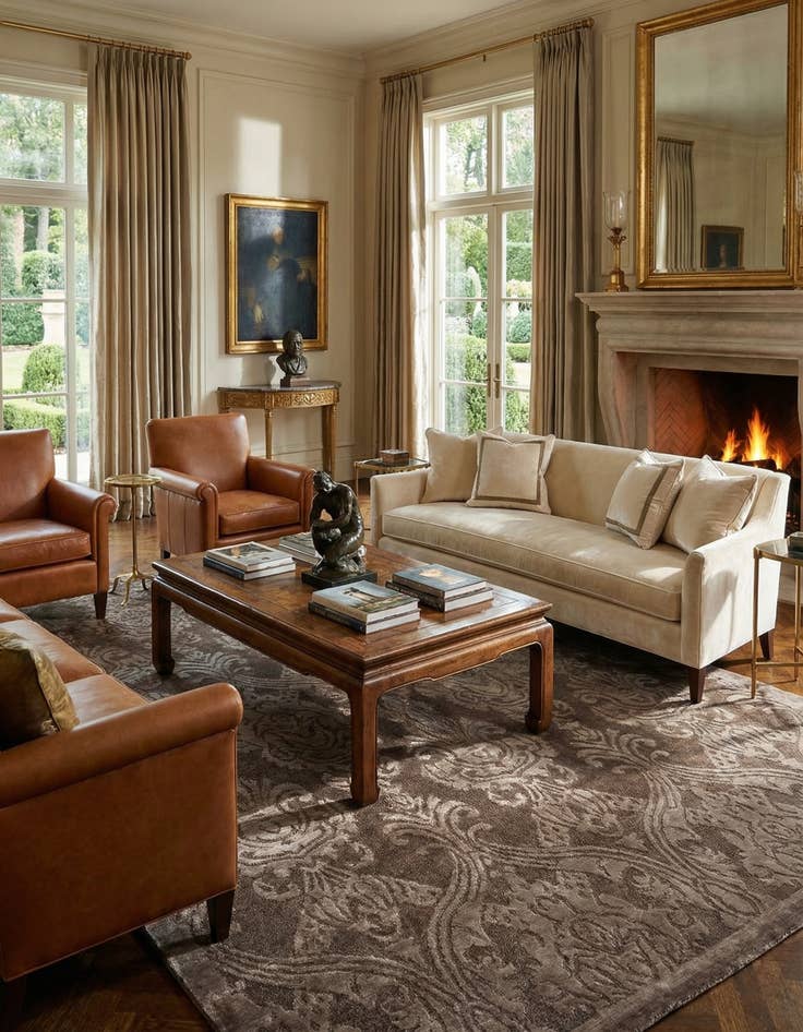 Detail image of  5' 9 x 8'  Hand Knotted Darya Wool Rug