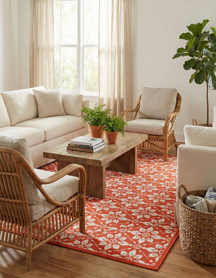 Detail image of 7' 10 x 7' 10  Washable Trellis Indoor / Outdoor Square Rug