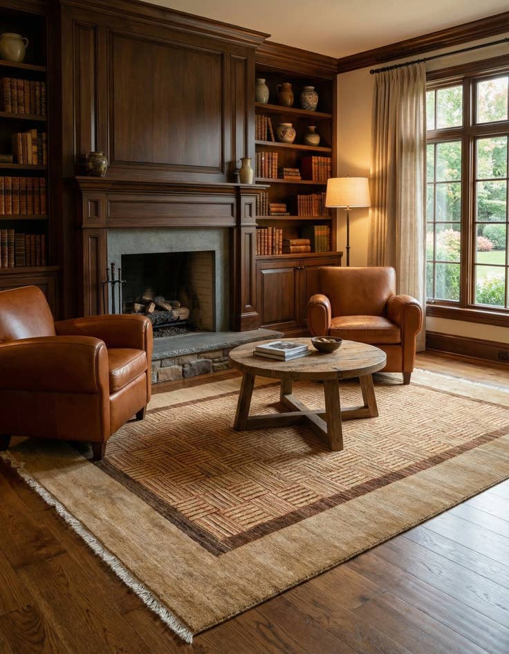 Detail image of 4' 10 x 7'  Hand Knotted Modern Ziegler Oriental Wool Rug