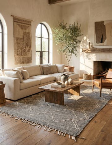 6' 4 x 10' 8 Hand Knotted Moroccan Wool Rug