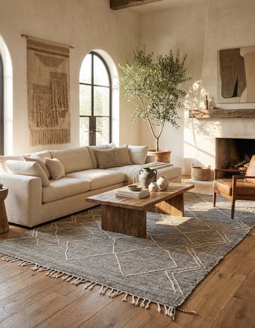6' 4 x 10' 8 Hand Knotted Moroccan Wool Rug