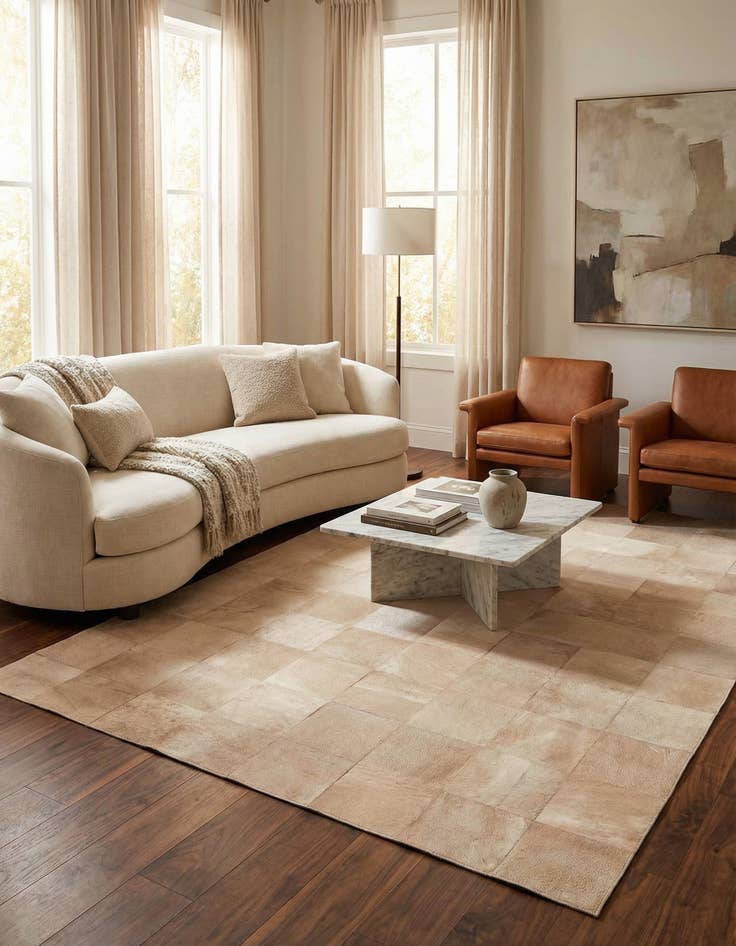 Detail image of 5' 1 x 8' Cowhide Leather Rug