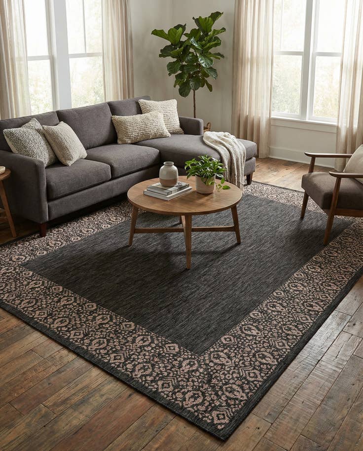 Detail image of 9' x 12' Easy-Clean Border Indoor / Outdoor Rug