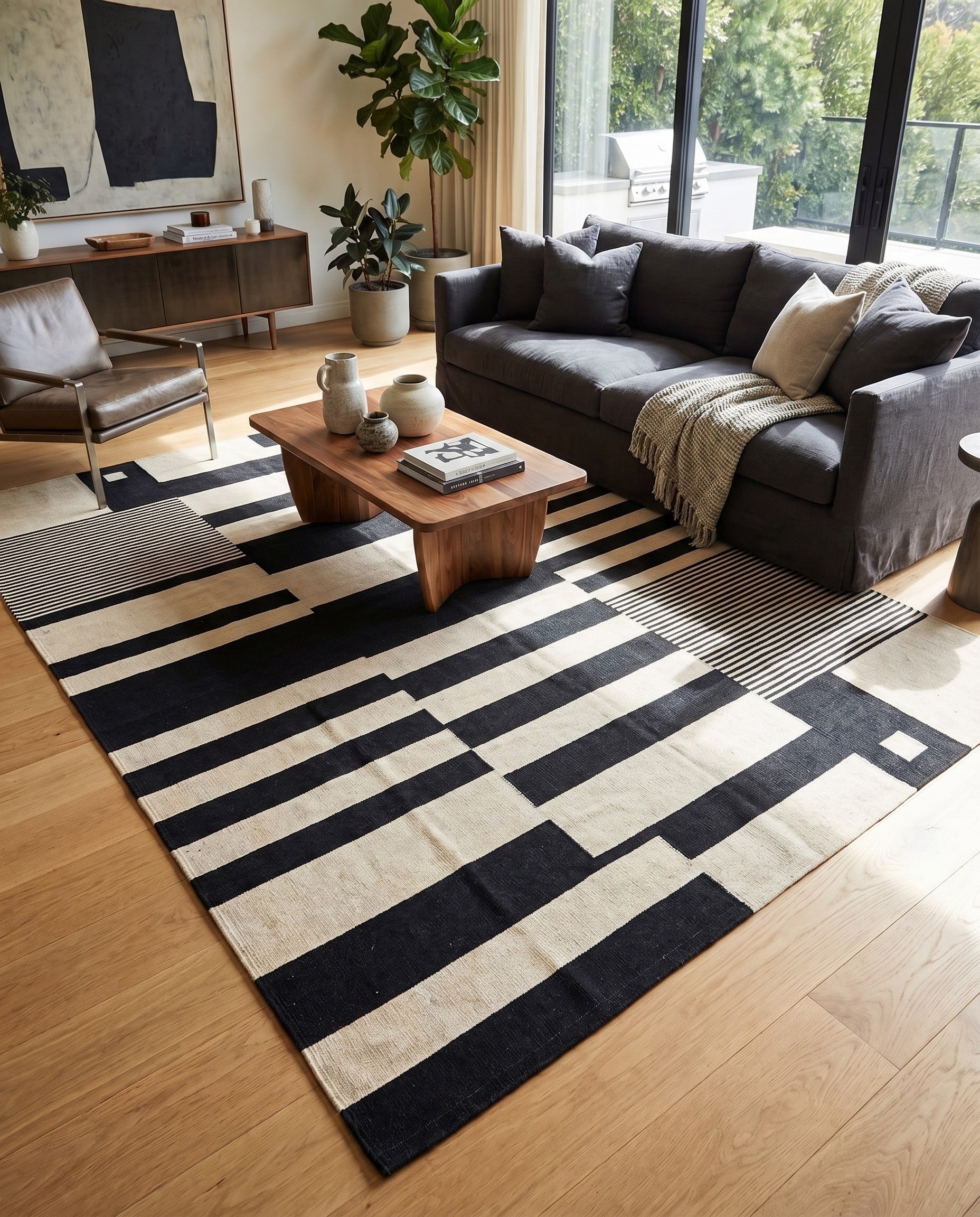 5' 7 x 7' 9 Hand Woven Kilim Modern Wool Rug
