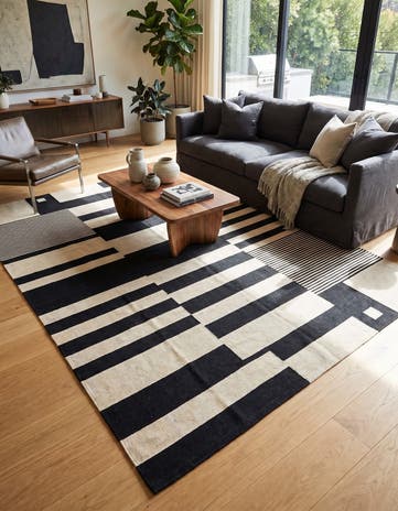 5' 7 x 7' 9 Hand Woven Kilim Modern Wool Rug
