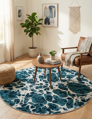 Blue Oasis Round Rug