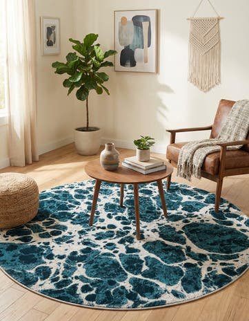 Blue Oasis Round Rug