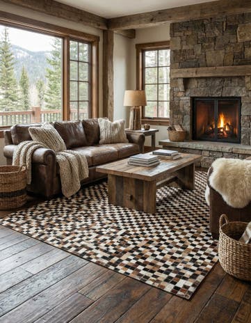5' 3 x 7' 7 Cowhide Stocks Rug