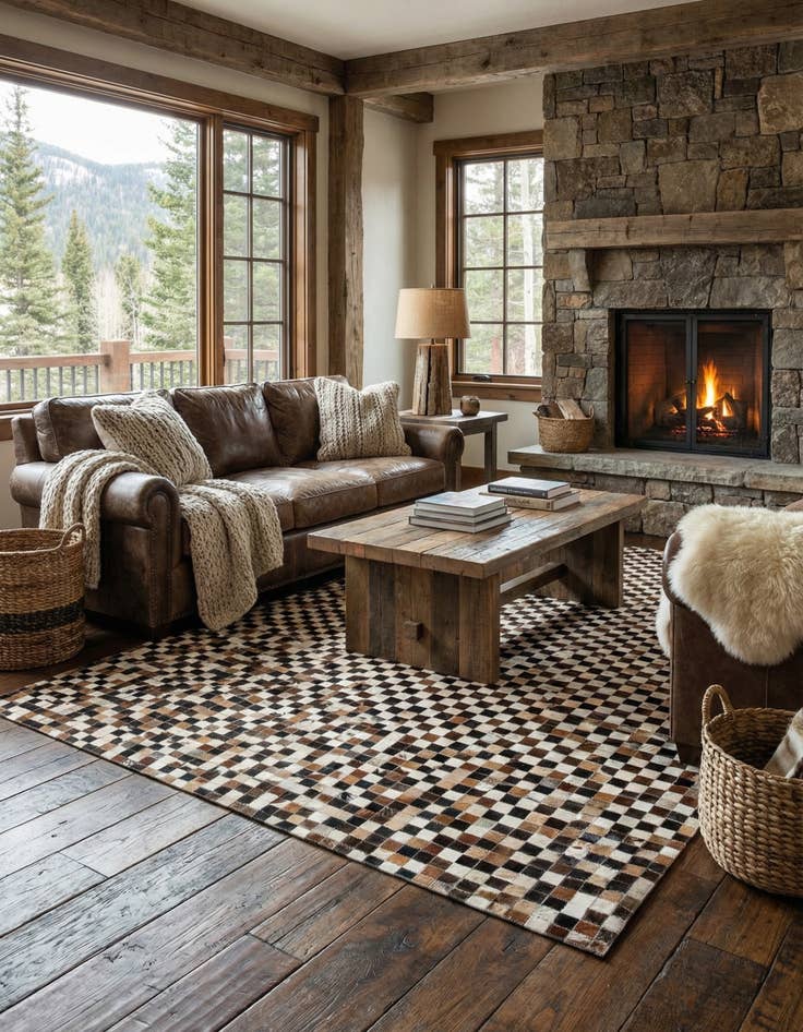 Detail image of 5' 3 x 7' 7 Cowhide Stocks Rug