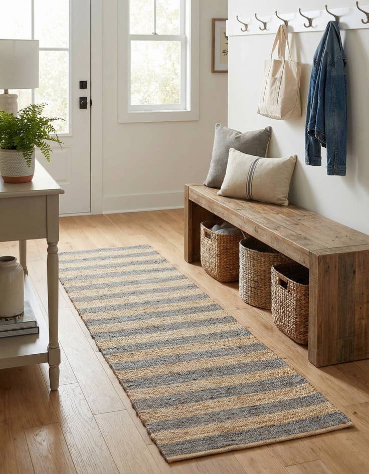 Detail image of  2' 7 x 10'  Hand Braided Jute Runner Rug