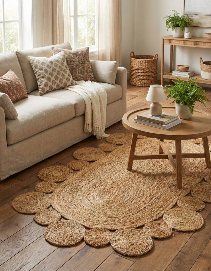 Detail image of 3' 1 x 5' 1  Hand Braided Jute Oval Rug