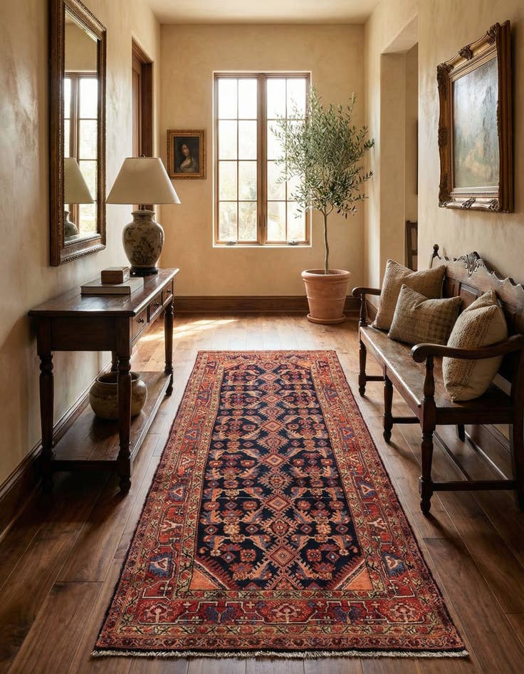 Detail image of 3' 8 x 10' 2 Hamedan Wool Runner Rug