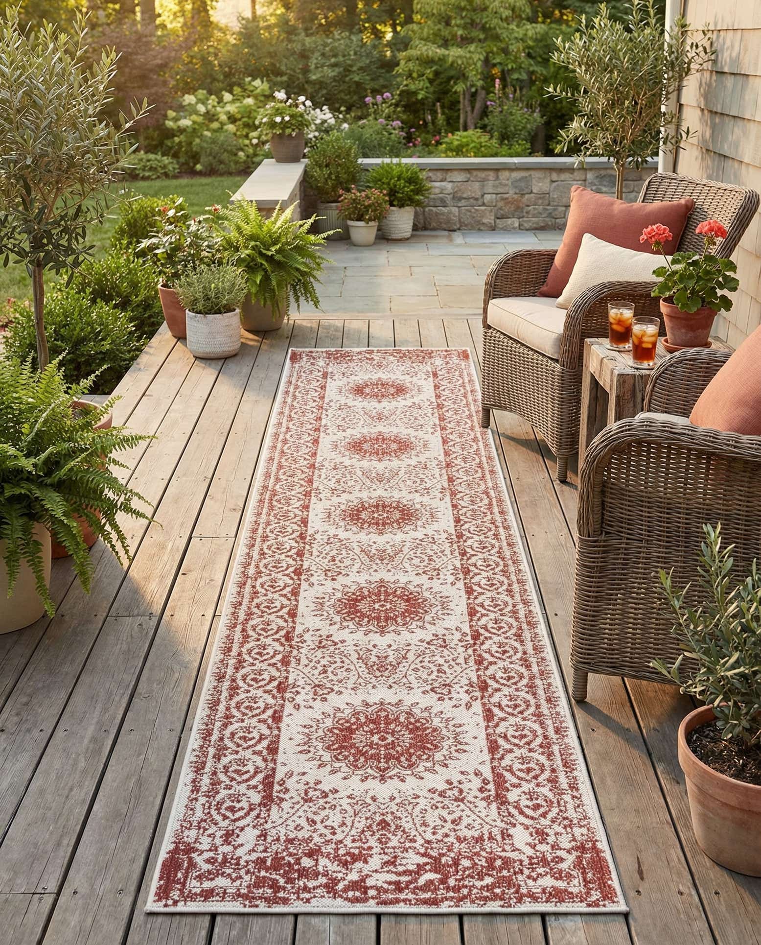 2' 7 x 12' Easy-Clean Traditional Indoor / Outdoor Runner Rug