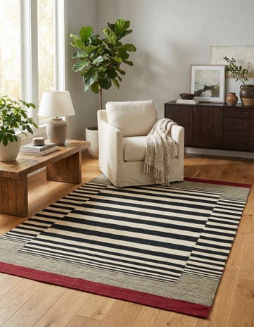 4' 2 x 5' 9 Hand Woven Kilim Modern Wool Rug