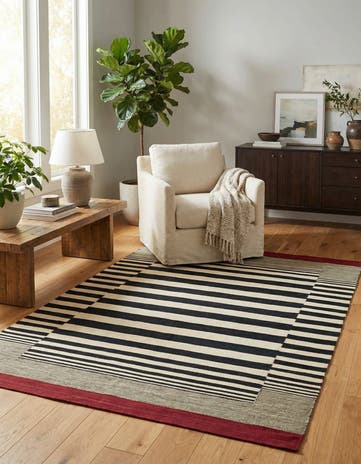 4' 2 x 5' 9 Hand Woven Kilim Modern Wool Rug