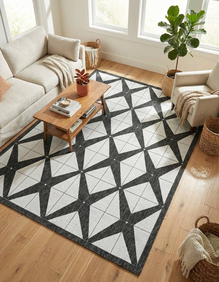 Detail image of 6' x 9' Easy-Clean Modern Indoor / Outdoor Rug