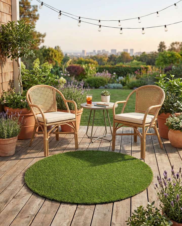 3' x 3' Easy-Clean Grass Indoor / Outdoor Round Rug