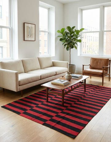 4' 3 x 6' Hand Woven Kilim Modern Wool Rug
