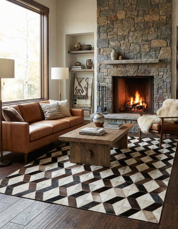 5' x 8' Cowhide Leather Rug