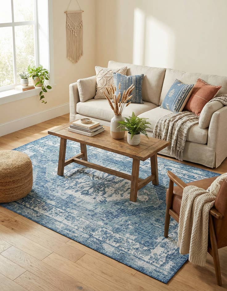 Detail image of 5' 3 x 8' Easy-Clean Traditional Indoor / Outdoor Rug
