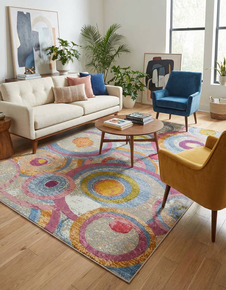 Detail image of  6' x 9'  Washable Modern Indoor / Outdoor Rug