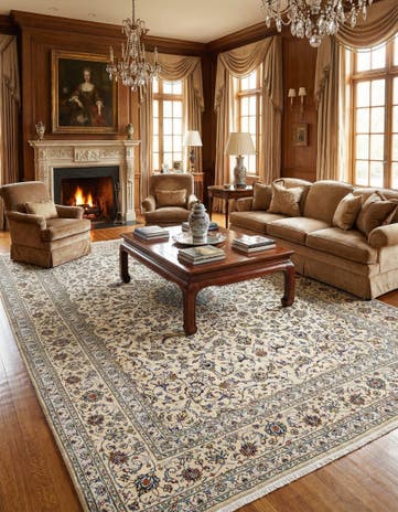 9' 5 x 13' Kashan Wool Rug