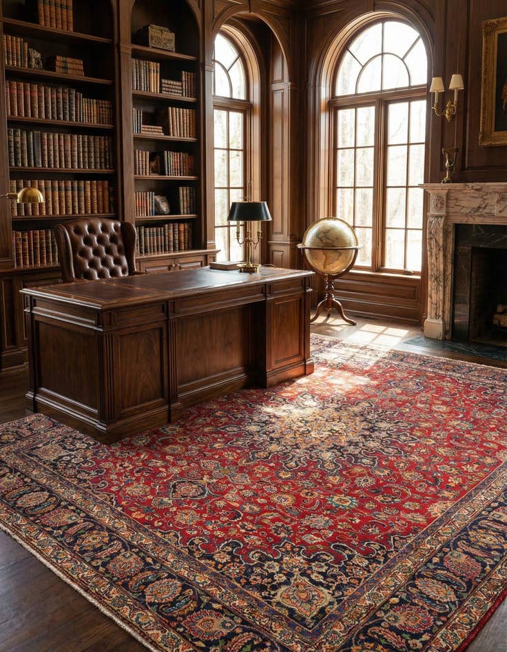 Detail image of 9' x 11' 9 Kashan Wool Rug