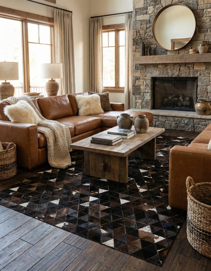 Detail image of  4' 11 x 7' 11 Cowhide - Patchwork Rug