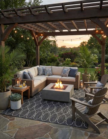 Charcoal Easy-Clean Lattice Indoor / Outdoor Rug