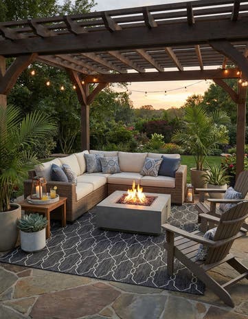 Charcoal Easy-Clean Lattice Indoor / Outdoor Rug