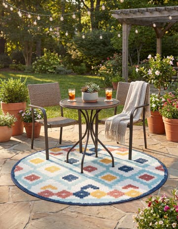 5' 3 x 5' 3 Easy-Clean Belize Indoor / Outdoor Round Rug