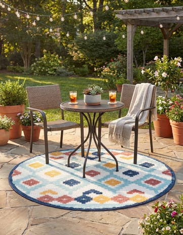5' 3 x 5' 3 Easy-Clean Belize Indoor / Outdoor Round Rug