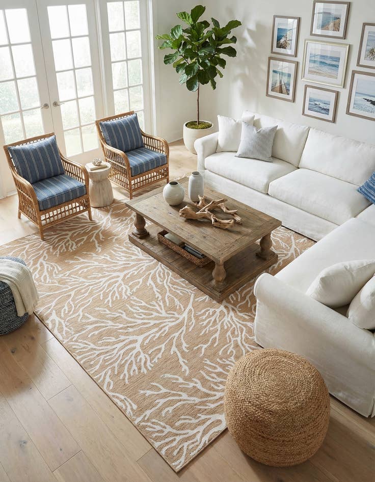 Detail image of  12' x 12'  Washable Coastal Indoor / Outdoor Square Rug