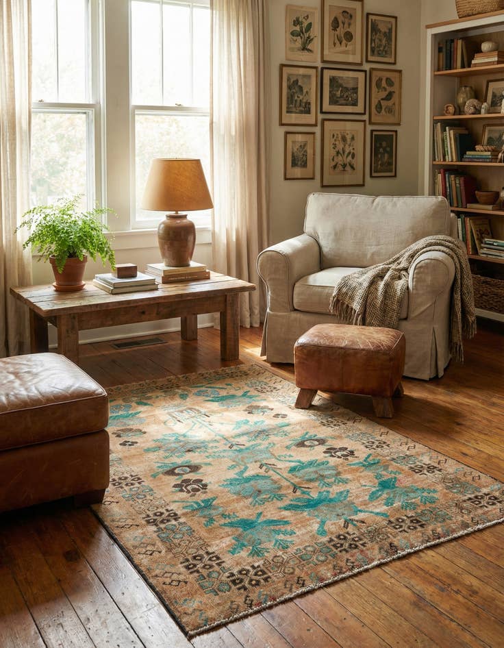 Detail image of 4' x 6' 2  Hand Knotted Ultra Vintage Persian Wool Rug