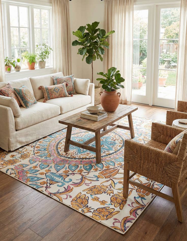 Detail image of 9' x 12' Easy-Clean Traditional Indoor / Outdoor Rug