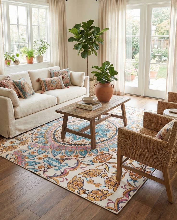 Detail image of 9' x 12' Easy-Clean Traditional Indoor / Outdoor Rug