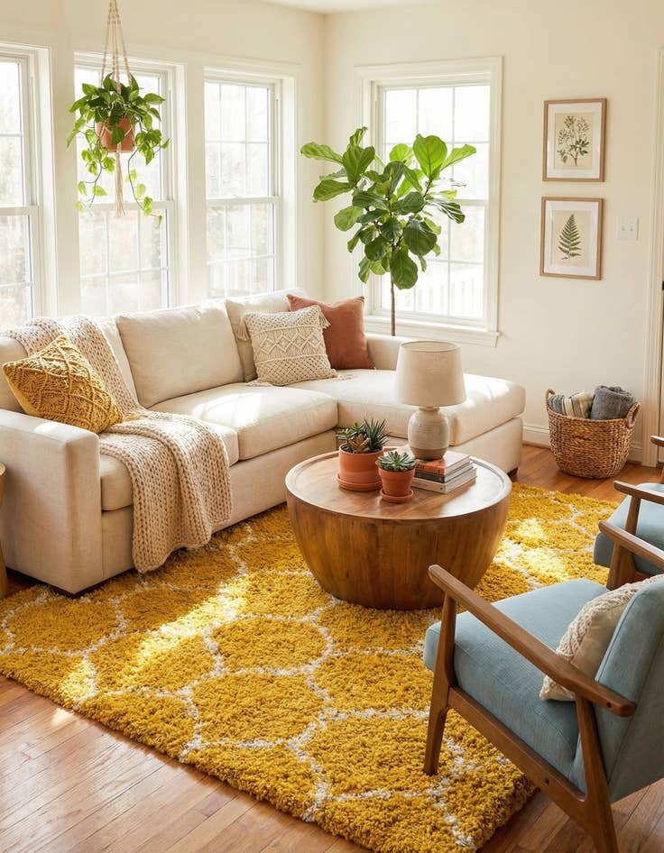 Detail image of  7' 10 x 7' 10 Lattice Shag Square Rug