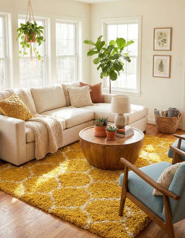 7' 10 x 7' 10 Lattice Shag Square Rug