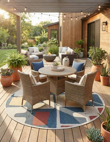 7' 10 x 7' 10 Easy-Clean Baja Indoor / Outdoor Round Rug