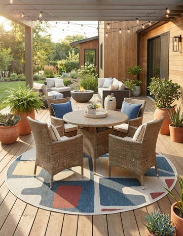 7' 10 x 7' 10 Easy-Clean Baja Indoor / Outdoor Round Rug