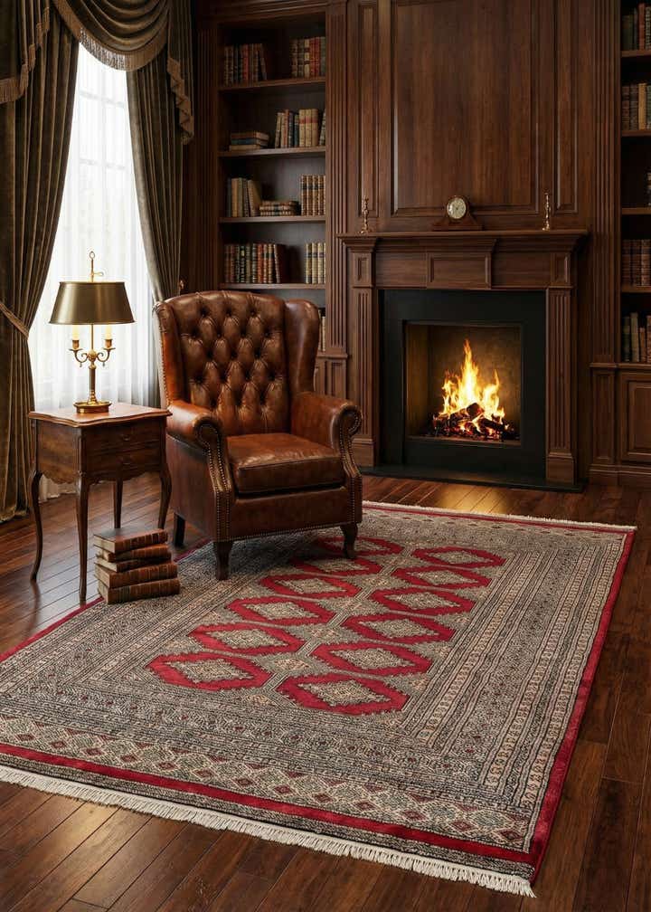 4' 7 x 6' 4 Hand Knotted Bokhara Wool Rug