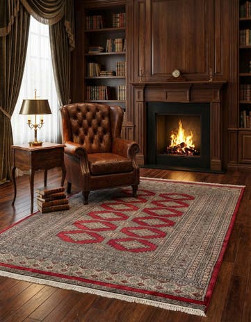 4' 7 x 6' 4 Hand Knotted Bokhara Wool Rug