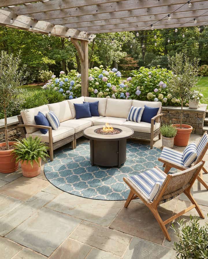 10' 8 x 10' 8 Easy-Clean Lattice Indoor / Outdoor Round Rug