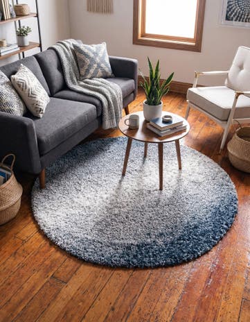 Blue Athena Shag Round Rug