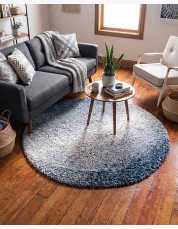 Blue Lagom Shag Round Rug